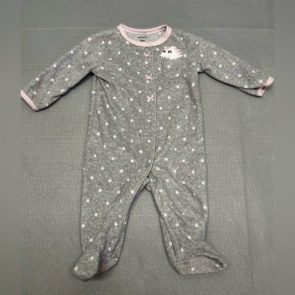 Carters brand- 2 soft/fleece footie onesies/footies- girls 3m size - Picture 2 of 5